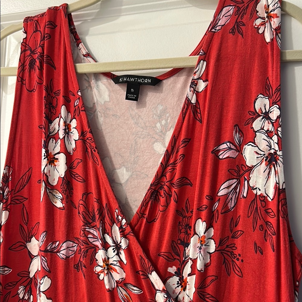 41 Hawthorn Red Floral V-Neck Dress